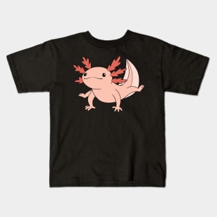 Cute Axolotl Smiling At You on Navy Blue Kids T-Shirt